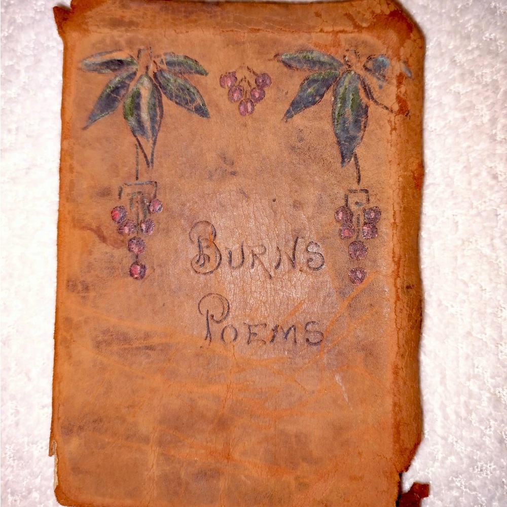 Antique 1900s Poems by Robert Burns Hurst & Co Limp Suede Leather Book